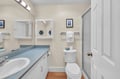 Your private bathroom features modern amenities and bright lighting, creating a clean and comfortable space for your daily routine.