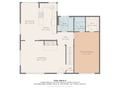 A detailed floor plan layout showing your rental's spacious design with open living areas and private bedroom space.