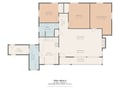 This floor plan shows a spacious layout with three bedrooms, a combined living and dining space, plus a bright sun room—plenty of room to spread out and relax during your stay.