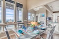 Gather around your ocean view dining table where coastal colors and nautical touches create the perfect setting for memorable meals together.