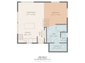 Detailed floor plan shows your spacious layout with living room, bedroom, kitchen, and dual bathrooms plus laundry.