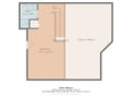 Property floor plan showing the upper level layout with a bedroom and bathroom configuration.