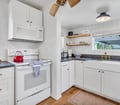 Main Cottage: Kitchen range and work area.
