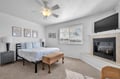 Unwind in your cozy retreat with plush bedding, a warm fireplace, and gentle ceiling fan to keep you comfortable year-round.