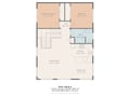 Explore your spacious retreat with this detailed floor plan showing two comfortable bedrooms, modern kitchen, and open living spaces.