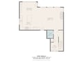 Floor plan showing open-concept living with spacious kitchen, dining area, and living room plus bathroom and foyer.
