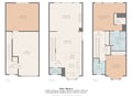 Three-level townhome floor plan showcases thoughtful design with bedrooms, living spaces, kitchen, and bathrooms across 1,786 square feet.